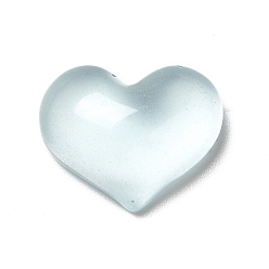 Sky Blue Luminous Transparent Resin Cabochons, Heart, Sky Blue, 15.5x20x7mm