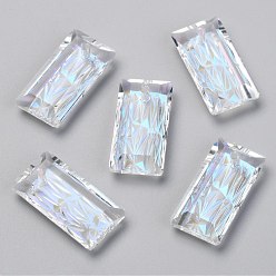 Moonlight Embossed Glass Rhinestone Pendants, Rectangle, Faceted, Moonlight, 20x10x5mm, Hole: 1.6mm