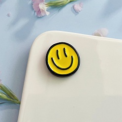 Gold Cute Multifunction Resin Magnetic Refrigerator Sticker Fridge Magnets Hanging Hook,  with Enamel, Smiling Face, Gold, 23x22mm
