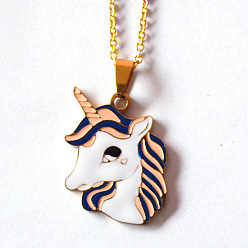 gold chain Personality Unicorn Necklace Pony Titanium Steel Pendant Clavicle Chain Stainless Steel Drip Oil Jewelry