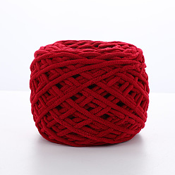 Красный Мягкая полиэфирная пряжа для вязания крючком, толстая пряжа для шарфа, пакет, изготовление подушек, красные, 6 мм, о 100м / моток