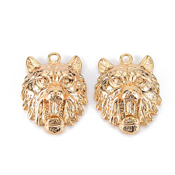 Real 18K Gold Plated Brass Pendants, Nickel Free, Lion, Real 18K Gold Plated, 18.5x14x6.5mm, Hole: 1.4mm