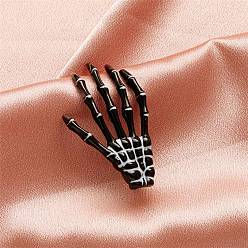 Black Acrylic Alligator Hair Clips, Gothic Halloween Skeleton Hand Hair Accessories for Women, with Iron Findings, Black, 70x40mm