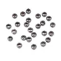 Черный Цвет Металла Зажимные бусины из латуни, рондель, металлический черный , диаметром около 2.5 мм , отверстие : 1.2 мм