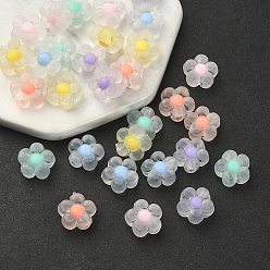 Mixed Color 30Pcs 6 Colors Transparent Acrylic Beads, Frosted, Bead in Bead, Flower, Mixed Color, 12x12.5x6mm, Hole: 2.5mm, 5pcs/color