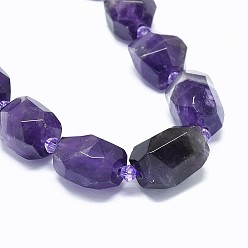 Amethyst Natural Amethyst Beads Strands, Faceted, Oval, 14~21x10.5~15.5mm, Hole: 1.6mm, about 16~18pcs/strand, 15.4 inch(39.3cm)