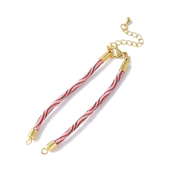 Pink Нейлона шнур браслеты, для изготовления браслета с соединителем, с реечным покрытием, золотыми застежками-карабинами и удлинителями цепочек, долговечный, без кадмия и без свинца, розовые, 5-3/4~6x1/8x1/8 дюйм (14.7~15.2x0.3 см)