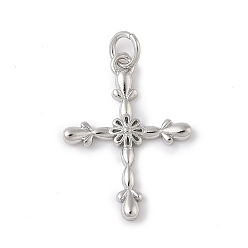 Платина Латунные подвески, крест прелести, с целью перехода в кольце, долговечный, без свинца и без кадмия, платина, 22.5x16.5x2 мм, отверстие : 3.5 мм