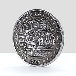 Human Слово e pluribus unum плоские круглые латунные памятные монеты, счастливые монеты на пасху, с защитным чехлом, античное серебро, Рисунок девушки, 10 мм