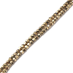 Antique Bronze Plated Electroplate Synthetic Non-magnetic Hematite Beads Strands, Faceted, Polygon, Antique Bronze Plated, 2.5~3mm, Hole: 0.9mm, about 145pcs/strand, 15.35 inch(39cm)