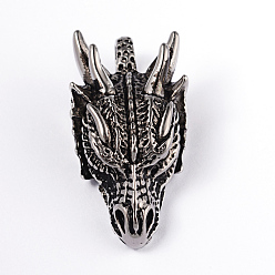 Antique Silver Dragon Head 304 Stainless Steel Pendants, Antique Silver, 45x22x17mm, Hole: 7x6mm