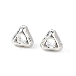 Silver Alloy Beads, Long-Lasting Plated, Triangle, Silver, 3x3x2mm, Hole: 1mm