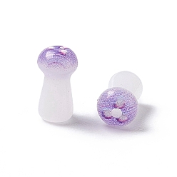 Medium Purple Opaque Glass Beads, Mushroom, Medium Purple, 8x4.5mm, Hole: 1mm, about 96~98pcs/bag
