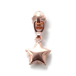 Rose Gold Zinc Alloy Zipper Head with Star Charms, Zipper Pull Replacement, Zipper Sliders for Purses Luggage Bags Suitcases, Rose Gold, 2.95x1.95x0.63cm