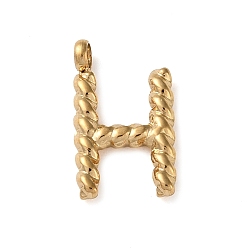 Letter H 316 Surgical Stainless Steel Pendants & Charms, Golden, Letter H, 14.5x8.5x2mm, Hole: 2mm