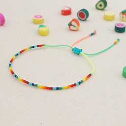 MI-B200184A Boho Chic Miyuki Beaded Rainbow Bracelet Set for Couples