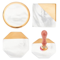 WhiteSmoke Porcelain Cup Mat, with Cork Bottom, Marble Pattern Ceramic Cork Mat, WhiteSmoke, 90x90x8mm, 3pcs/set
