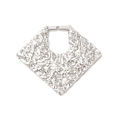 Stainless Steel Color 304 Stainless Steel Pendants, Hammered Diamond Charms, Stainless Steel Color, 35x40x2.5mm, Hole: 0.9mm