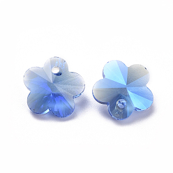 Сапфир Стеклянные украшения из горного хрусталя, граненые, цветка сливы, сапфир, 9.5x10x5 мм, отверстие : 1.2 мм