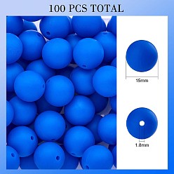 Dark Blue 100Pcs Silicone Beads Round Rubber Bead 15MM Loose Spacer Beads for DIY Supplies Jewelry Keychain Making, Dark Blue, 15mm
