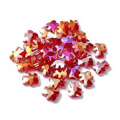 Camellia Electroplate Glass Beads, Half Plated, AB Color Plated, Bear, Camellia, 9.5x8.5x4mm, Hole: 1.2mm
