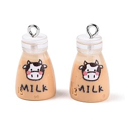 Мокасин Печатные подвески из непрозрачной смолы, молочный шарм, с платиново-железными петлями, мокасин, 23~23.5x12~13 мм, отверстие : 2 мм