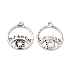 Antique Silver Tibetan Style Alloy Pendant Rhinestone Settings, Flat Round with Eye, Nickel, Antique Silver, Fit for 0.6mm and 0.8mm Rhinestone, 23x20x1.5mm, Hole: 1.8mm, about 192pcs/500g