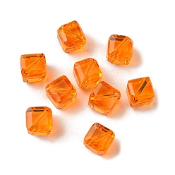 Dark Orange Glass Imitation Austrian Crystal Beads, Faceted, Square, Dark Orange, 7x7x7mm, Hole: 0.9mm