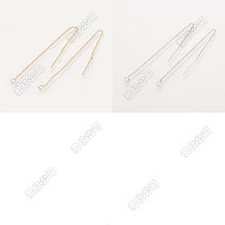 Mixed Color 8Pcs 2 Colors Brass Stud Earring Findings, Ear Threads, Nickel Free, Mixed Color, 82~85x1mm, Pin: 0.5mm, 4pcs/color