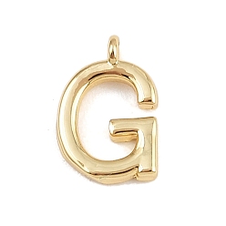 Letter G Латунь прелести, стойки покрытие, долговечный, без кадмия и без свинца, реальный 18 k позолоченный, Буква G, 9x6x1.3 мм, отверстие : 0.8 мм