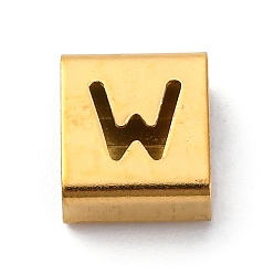 Letter W Ионное покрытие (ip) 304 квадратные подвески-слайдеры из нержавеющей стали, золотые, Буква W, 9x8x4 мм, отверстие : 3.5x8.5 мм