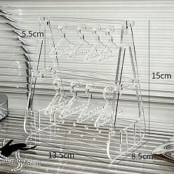 Clear 2-Tier Acrylic Earrings Display Stands, Clothes Hangers Shaped Dangle Earring Organizer Holder, with 8Pcs Mini Hangers, Clear, 8.5x13.5x15cm