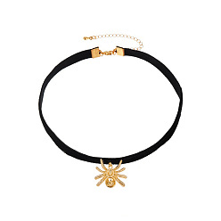 KC Gold 1506 Gothic Spider Pendant Choker Necklace for Women Halloween Costume Accessories