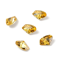 Gold Cubic Zirconia Cabochons, Pointed Back & Back Plated, Triangle, Gold, 6.4x10x3.5mm