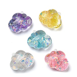 Mixed Color Luminous Transparent Acrylic Big Pendants, with Star Quicksand, Cloud, Mixed Color, 50x45x31mm, Hole: 2mm
