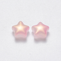 MistyRose Imitation Jade Glass Beads, Two Tone, with Glitter Powder, Star, Pink, 8x8.5x4mm, Hole: 1mm