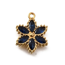 Зеленый 304 подвески из нержавеющей стали с микропаве из кубического циркония, цветок, ионное покрытие (ip), реальный 18 k позолоченный, зелёные, 15x11.5x2.5 мм, отверстие : 1.2 мм