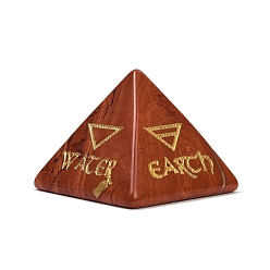 Красный Камень Пирамидальные украшения из натуральной красной яшмы-оргонита, с символом, фигурка для украшения дома, энергетический камень рейки для исцеления, 30.5x30.5x24.5 мм