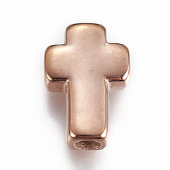 Oro Rosa 304 bolas de acero inoxidable, cruzar, oro rosa, 14x10x4 mm, agujero: 2.5 mm