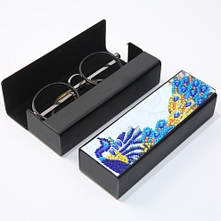 Peacock DIY Diamond Glasses Case Kits, including PU Imitation Leather Case, Resin Rhinestones, Diamond Sticky Pen, Tray Plate & Glue Clay, Peacock, 160x54x36mm