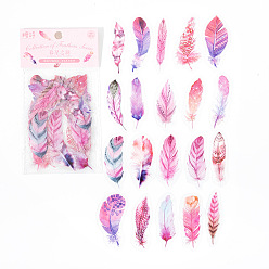 Pearl Pink 40Pcs PET Self Adhesive Feather Stickers, Waterproof Feather Decals, for Diary, Album, Notebook, DIY Arts and Crafts, Pearl Pink, 50~60mm