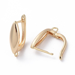 Real 18K Gold Plated Brass Hoop Earring Findings with Latch Back Closure, with Horizontal Loop, Long-Lasting Plated, Horse Eye, Real 18K Gold Plated, 19x13x5mm, Hole: 1.2mm, Pin: 0.8mm