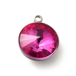 Роза 304 подвески из нержавеющей стали, со стразами, цвет нержавеющей стали, плоско-круглые, роза, 16.5x13.5x7.5 мм, отверстие : 1.6 мм