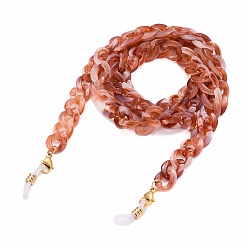 Light Coral Eyeglasses Chains, Neck Strap for Eyeglasses, with Acrylic Curb Chains, Golden Plated 304 Stainless Steel Lobster Claw Clasps and Rubber Loop Ends, Light Coral, 27.56 inch(70cm)
