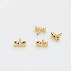 Golden Brass Bowknot Head Pins, for Baroque Pearl Making, Golden, 7x5mm