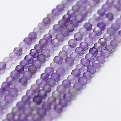 Amethyst Natural Amethyst Bead Strands, Round, Faceted, 2.5mm, Hole: 0.5mm, about 180~189pcs/strand, 15.3 inch(39cm)