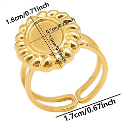 Golden 304 Stainless Steel Cuff Ring Findings, Bezel Cup Ring Settings with Oval Tray, Golden, Tray: 10x7mm, Inner Diameter: 17mm, Wide: 18mm