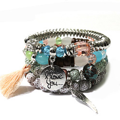 Shallow mixing Bohemian Tassel Bracelet Multi-layer Beaded European and American Personality Hand Ring