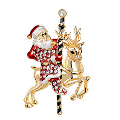 Reindeer + Santa Claus Christmas Brooch Cane Reindeer Snowflake Snowman Wreath Bell Boot Pin Corsage.