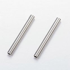 Stainless Steel Color 304 Stainless Steel Tube Beads, Stainless Steel Color, 27x3mm, Hole: 2mm